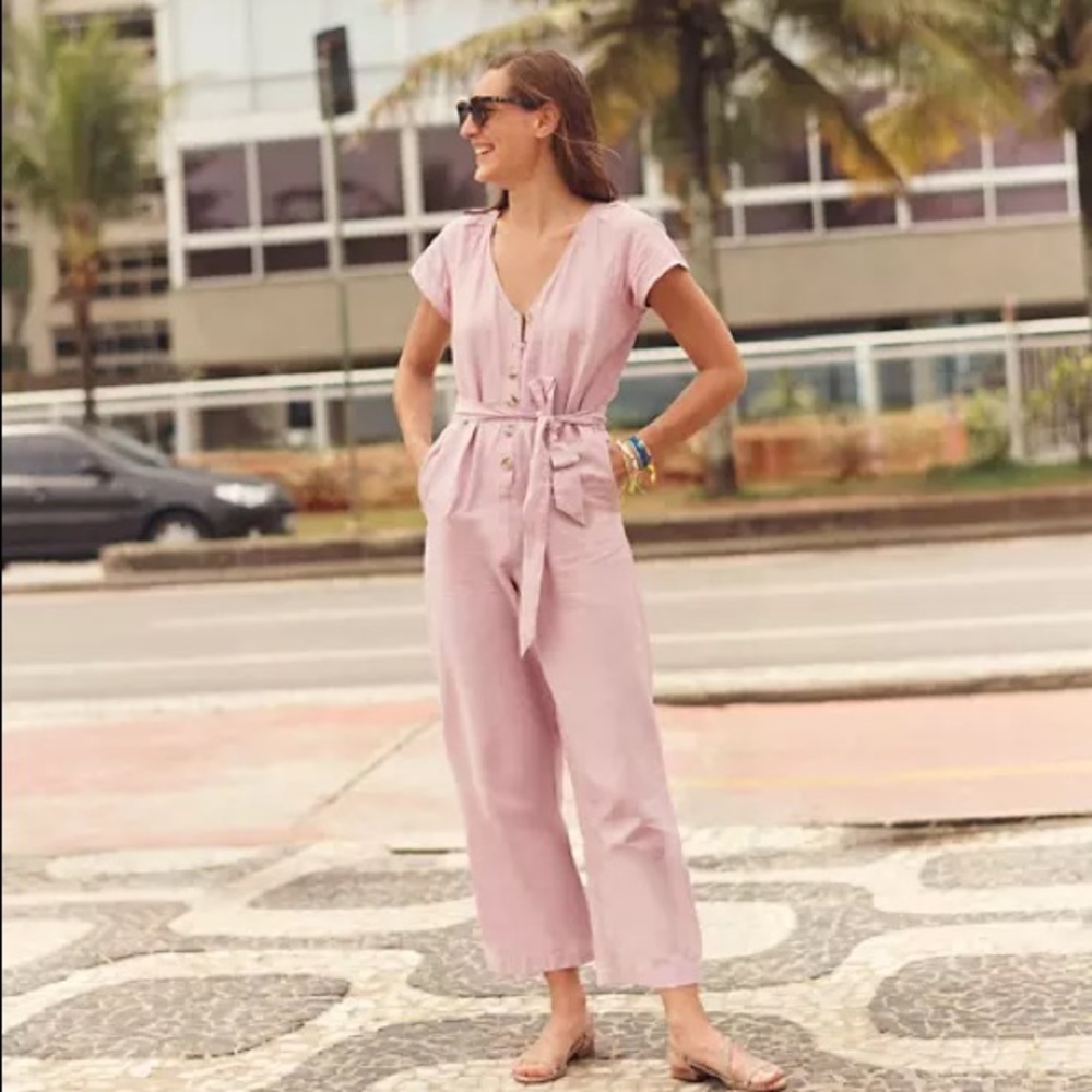 Madewell lilac linen romper